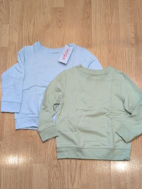 Cat & Jack Lightweight Crew Sweatshirts in Pale Blue & Mint Green